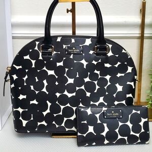 Kate Spade Carli Grove Street Spledge Dot Domed Satchel Bag and Wallet Set🖤🤍